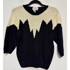 Vintage Silk Wool‎ Old Money Lloyd Williams Sweater Size Medium Beaded 80s Artsy